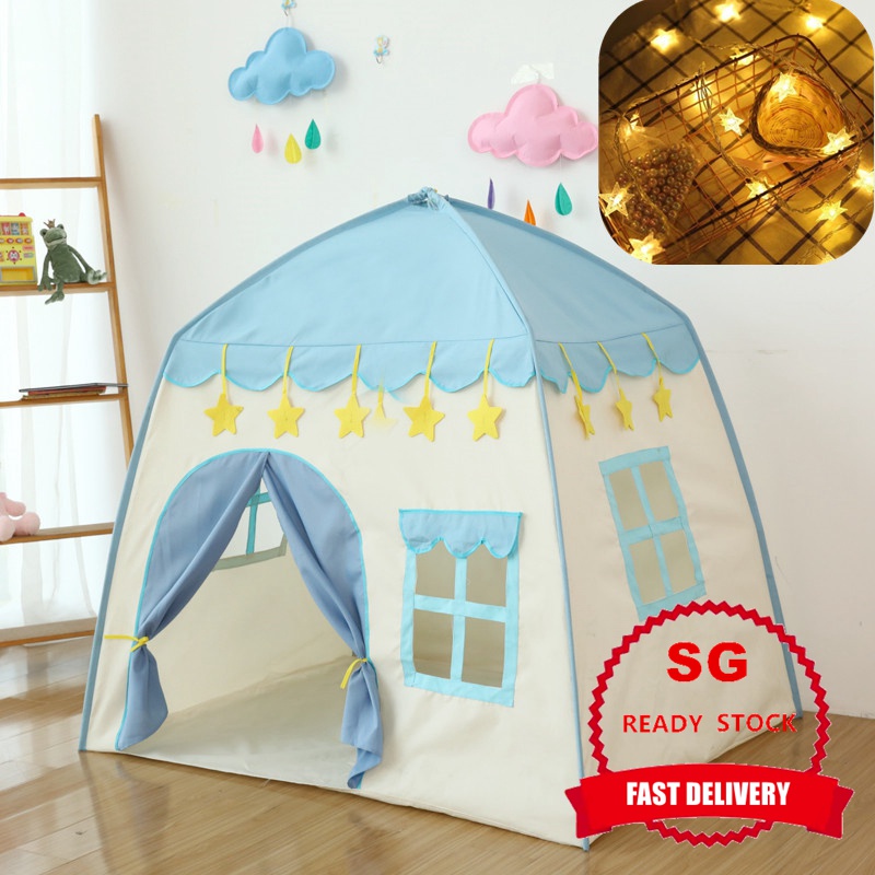 FREE Stars Lights + Spacious Play Tent for Kids Baby Indoor and Outdoor Playhouse Castle Play Tent Birthday Gift