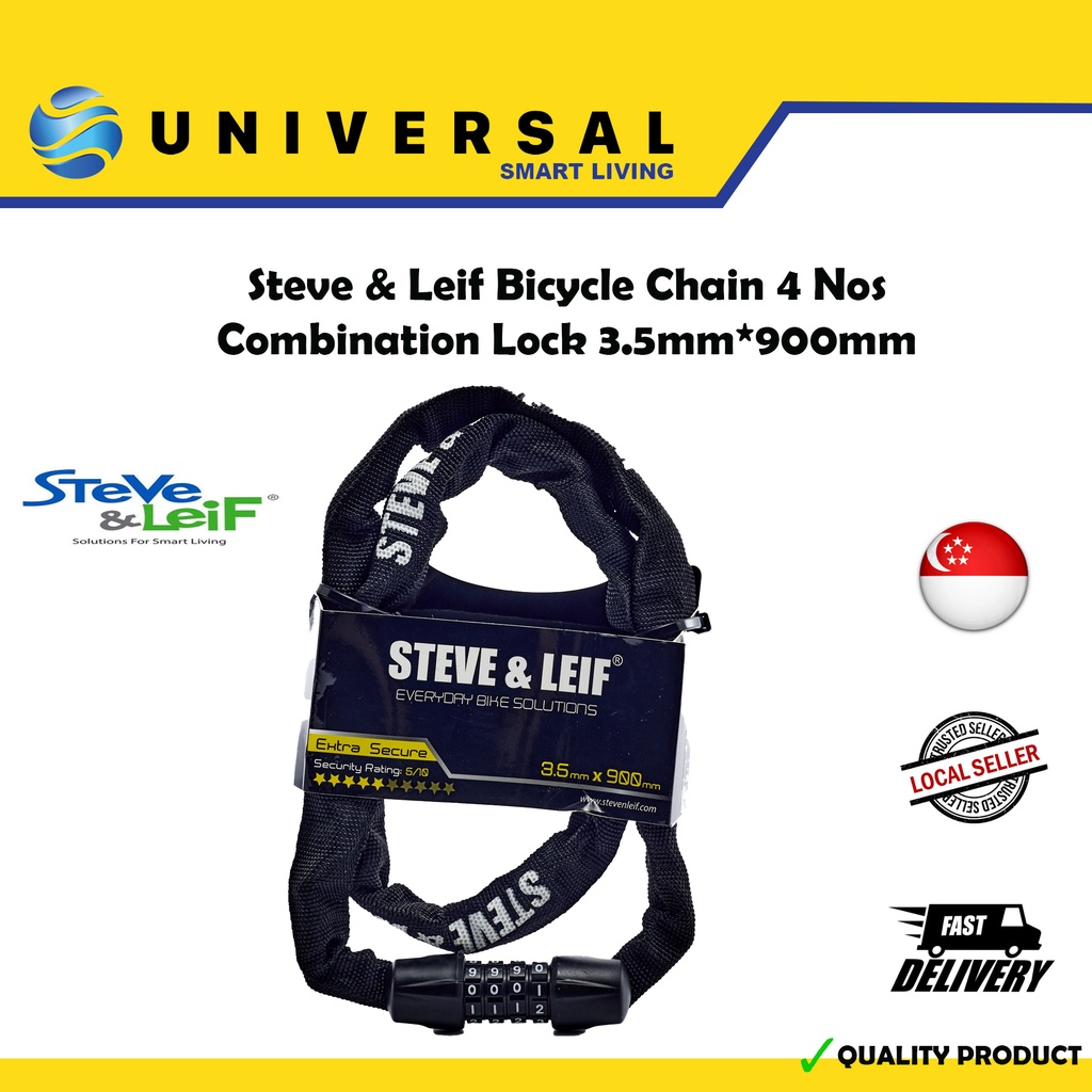 SG SHOP SELLER Steve Leif Bicycle Chain 4 Nos Combination Lock 3.5mm 900mm SL 6049 Shopee Singapore