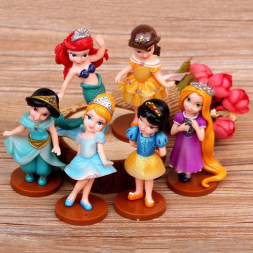 Disney Princess Figures 6pc Set Cake Topper Toys Ariel Snow White Rapunzel  Doll | Shopee Singapore