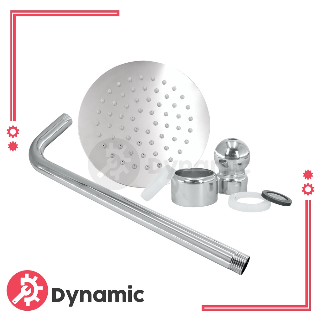 SUS201 Stainless 6" Round Rain Shower with Arm Set Heavy Duty 6 inch