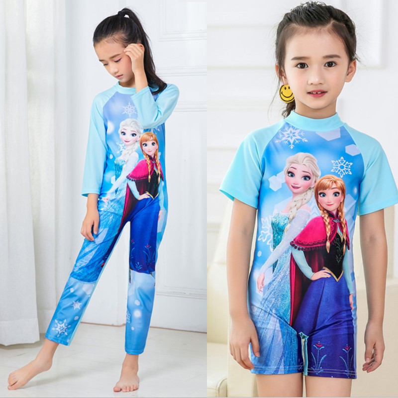 Disney Frozen Elsa Anna Girls Kids Swimsuit Short Long Sleeve