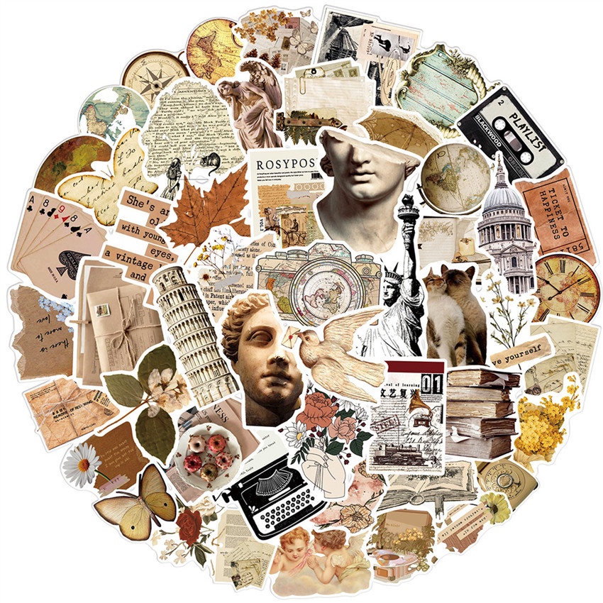 102Pcs/Set Renaissance . Retro Art Series B Old Memory Stickers Fashion ...