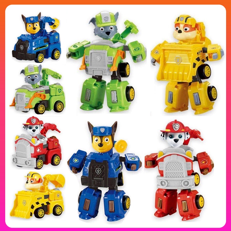 4 Styles Paw Patrol Transformer Robot Car Educational Toys For Kids ...