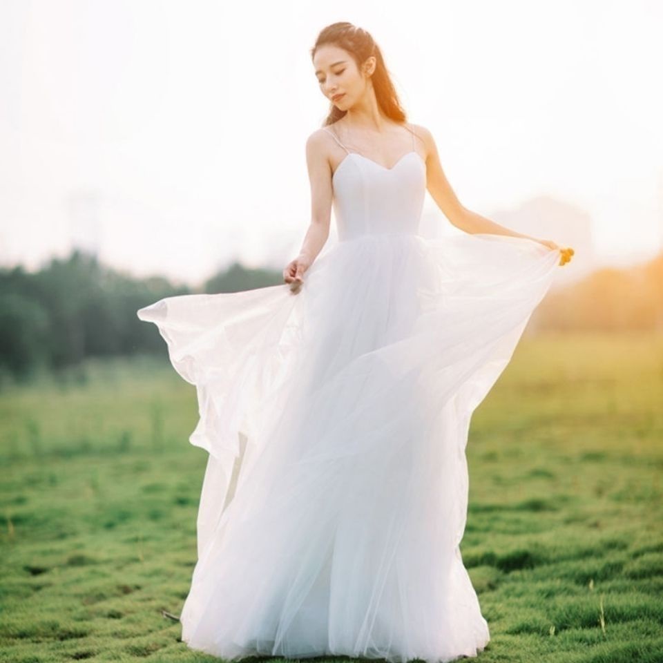 White Wedding Dress French Fairy Bride Debut Dresses Shopee Singapore