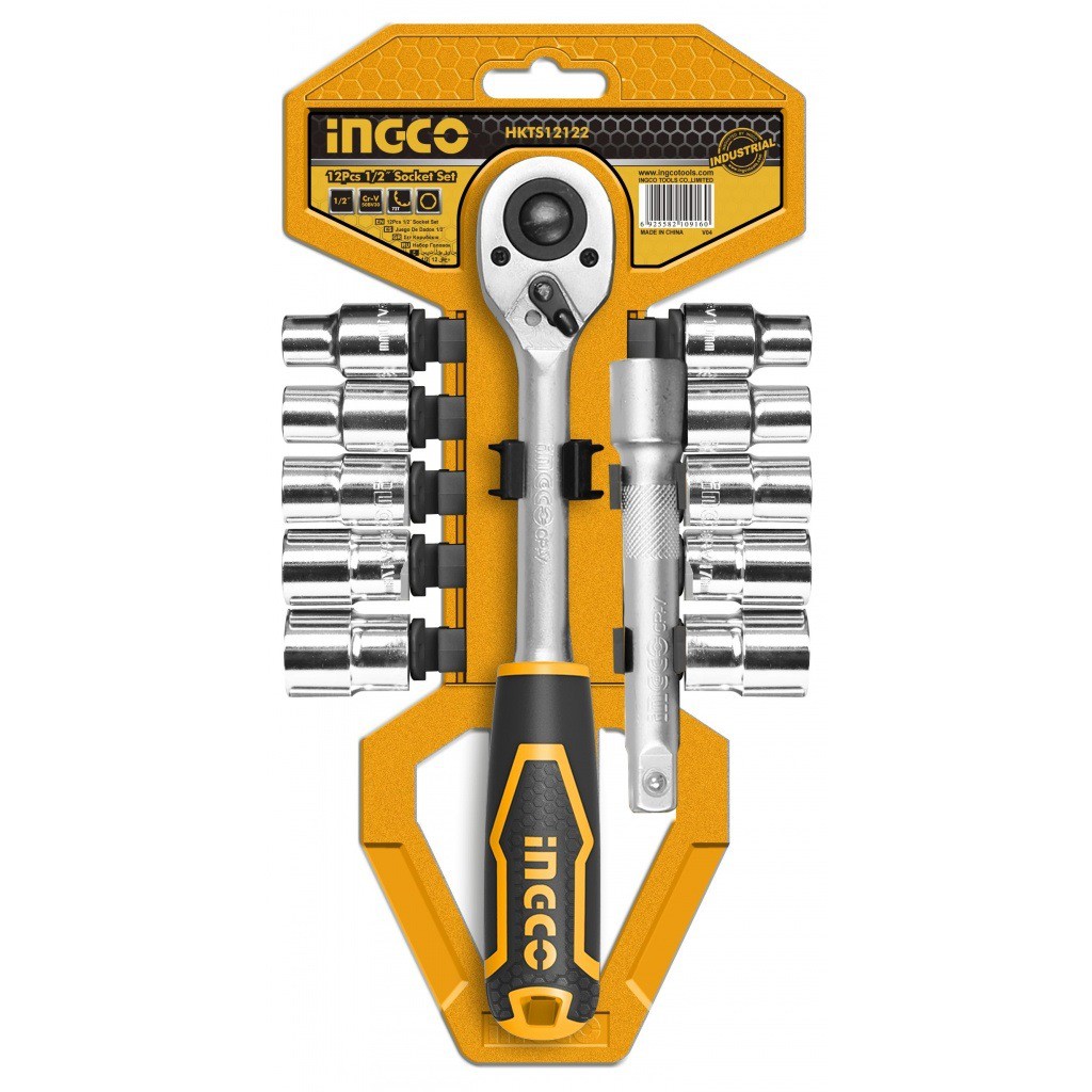 INGCO 12PCS 1/2DR SOCKET SET 10-24MM HKTS12122 or 1/4DR SOCKET SET 5-14MM HKTS14122