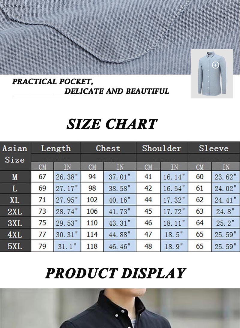 M-5XL Men's Shirt Plain Cotton Linen Long-Sleeved Oxford Clothes Casual ...