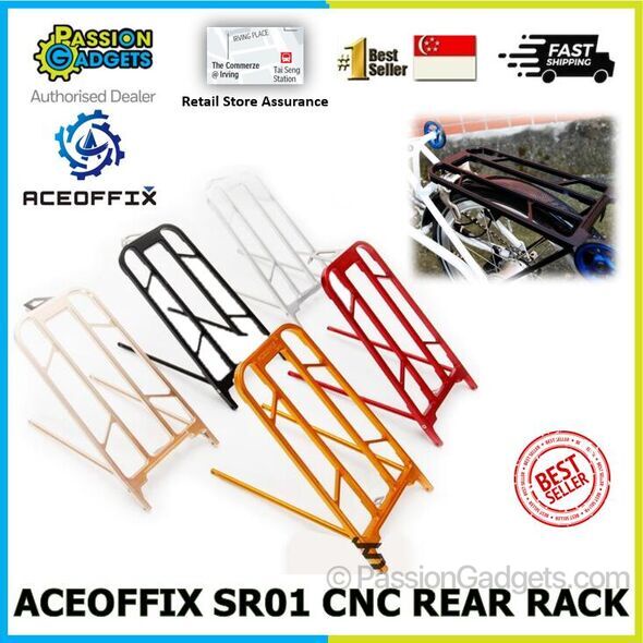 Aceoffix SR01 CNC Rear Rack for Brompton & 3Sixty Trifold Folding Bike ...