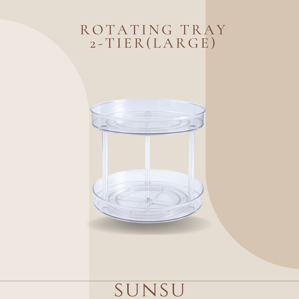 360° Rotating Organiser 2 Tier Large Lazy Susan Turntable Organizer ...