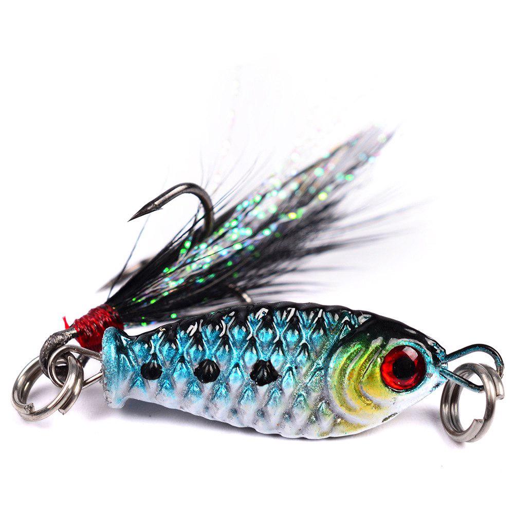 4pcs Lead Minnow Small Fish Lures with Feather Hook Long Casting 6g Spinner