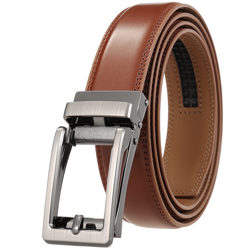 100% Genuine Leather New Brown/Black Belt Alloy Buckle Belt Automatic ...