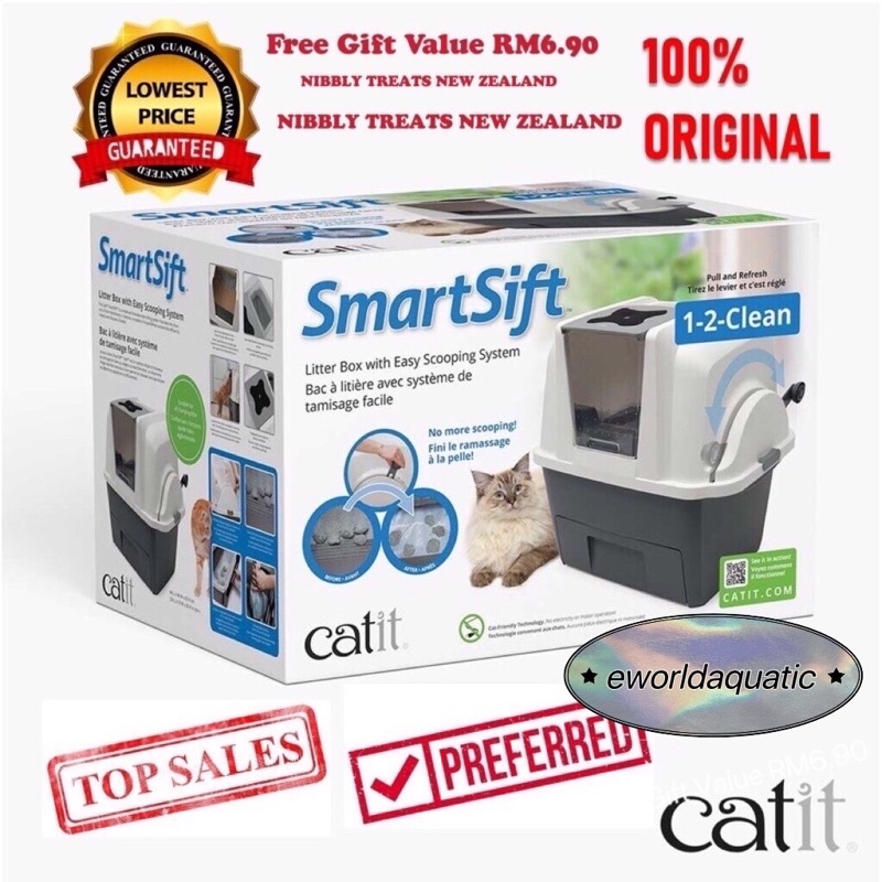 CATIT New Version SMARTSIFT AIR SIFTING LITTER BOXES NEW VERSION foc Free 1 pkt Nibbly Cat Treat Random Flavour