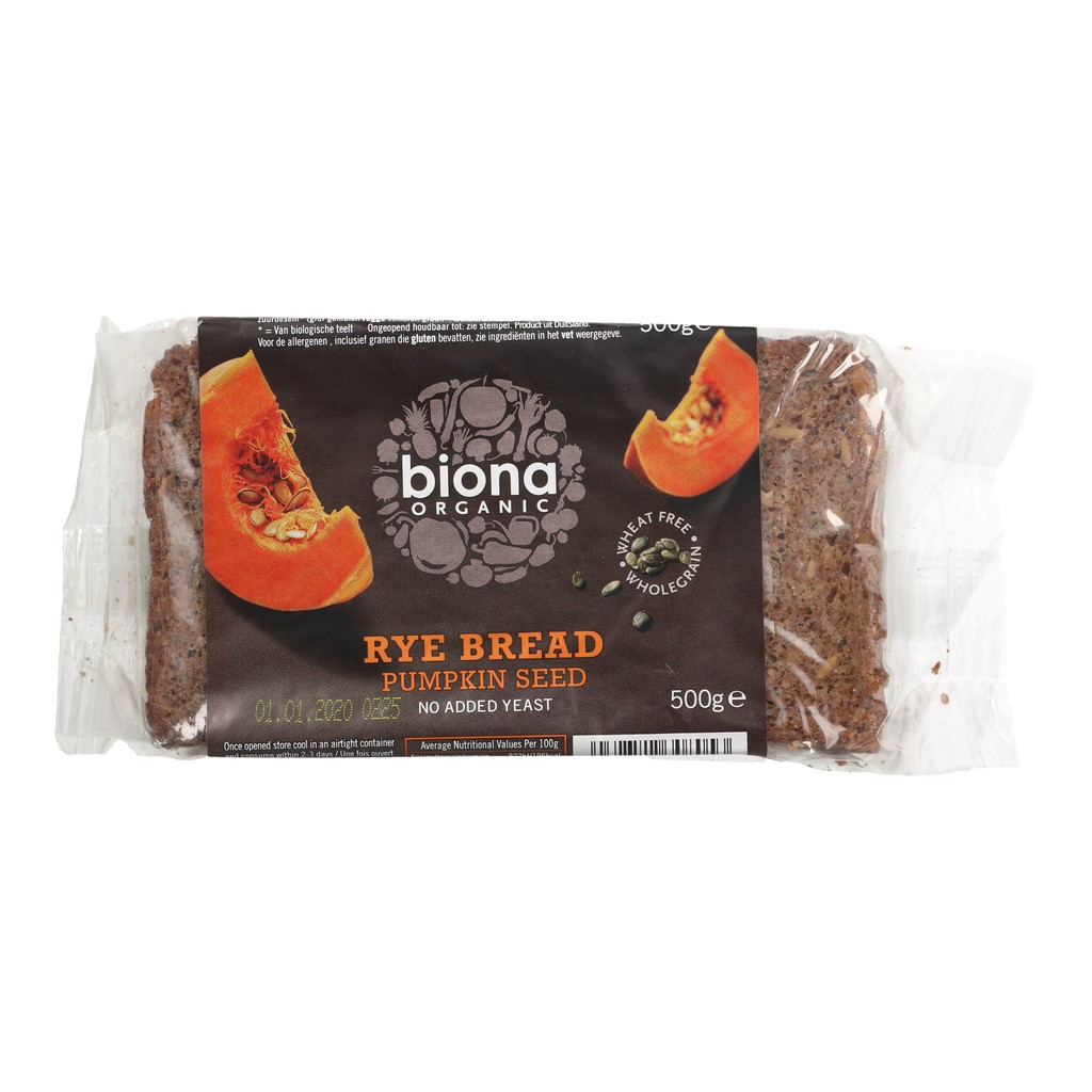 Biona Organic Rye & Pumpkin seed Bread, 500g WSHT Shopee Singapore