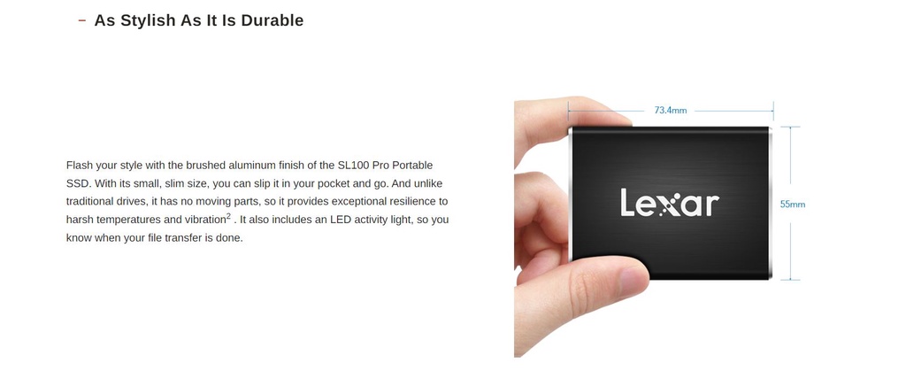 Lexar SSD External 500GB SL100 Pro LSL100P-500RB In Kuwait