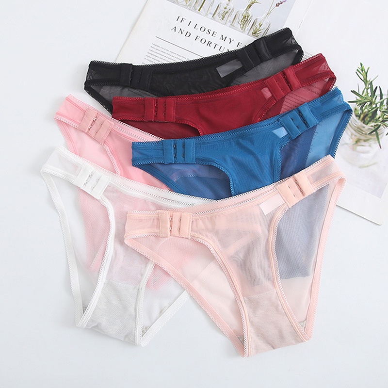 Mid-waist Girls Panties Sexy Mesh Transparent Seamless Ladies Briefs ...