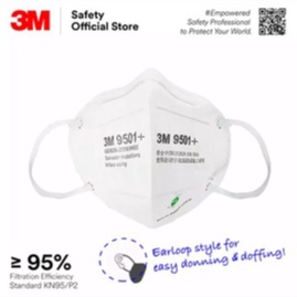 3M 9501+ KN95 Earloop Pelindung Topeng Muka ParticulateHaze/Dust/Mist ...