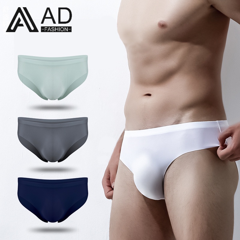 ADFASHION Ice Silk Men 3D Sexy Seamless Briefs Breathable and