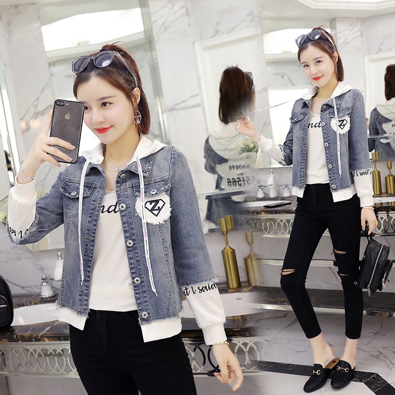 online Women's Hoodie Denim Jacket | Shopee Singapore
