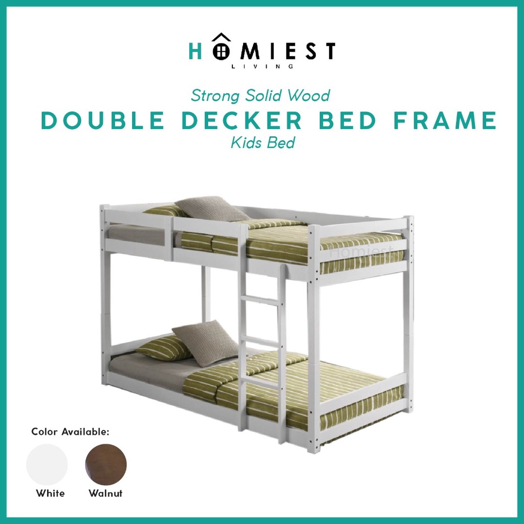 [HOMIEST] TWISTY Solid Rubberwood Bunk Bed / Double Decker In White ...