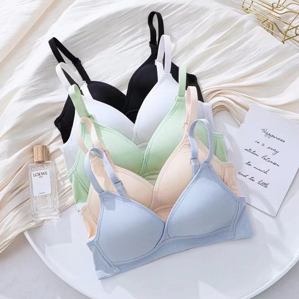 Simple Cotton Women Bra Comfortable Ventilation Thin cup No Steel Ring ...