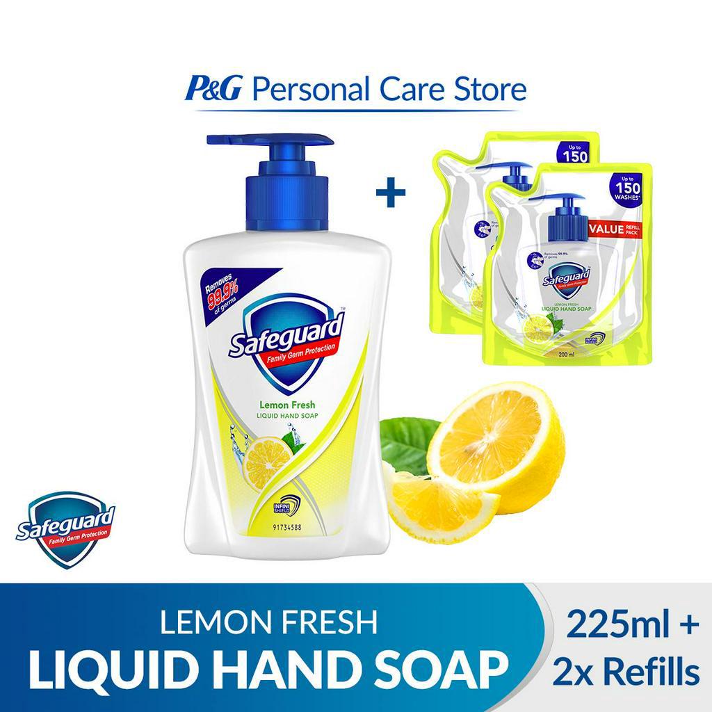 Safeguard Lemon Fresh Liquid Hand Soap 225ml Refill 200ml X 2 Bundle