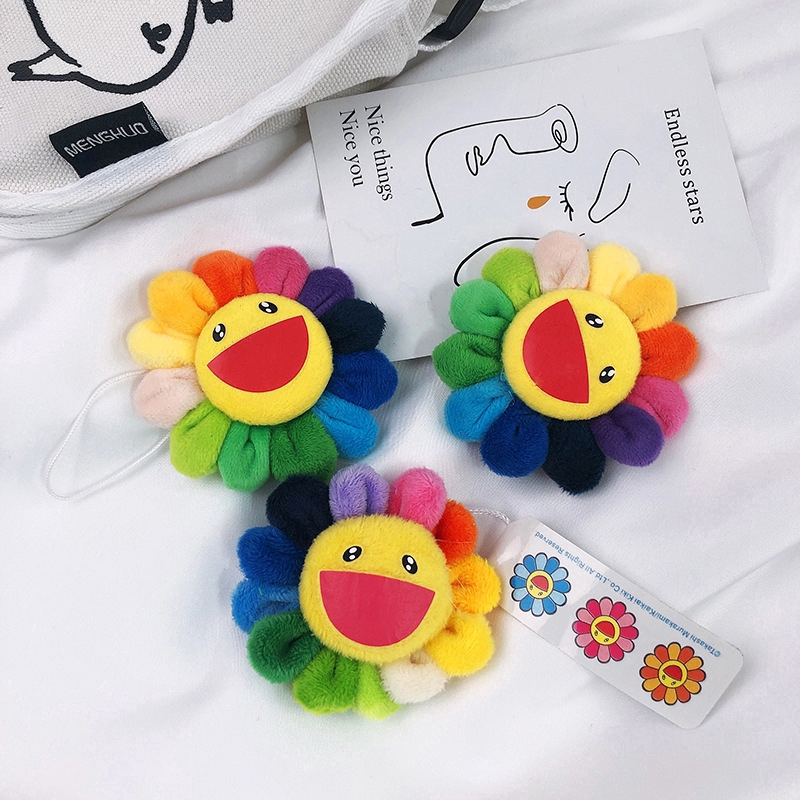 Takashi Murakami Kaikai Kiki Rainbow Flower Pin Badge Plush Keychain Brooch