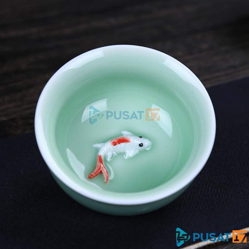 CHINESE TEA POT SET CERAMIC 6 CUP / TEKO TEH CHINA 6 CANGKIR KERAMIK SET / SOUVENIR GIFT CLASSIC - Gambar 2