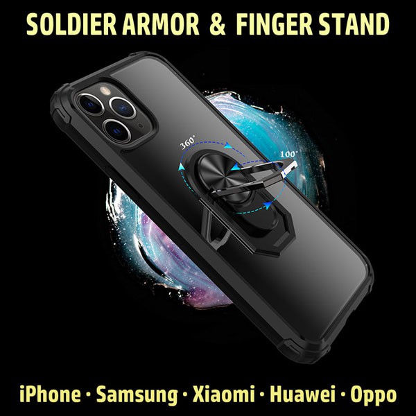 【Soldier】【IPhone】Protective Phone Cases for IPhone 14/13/12/11/Pro/Max/Plus/XS With Finger Ring Stand