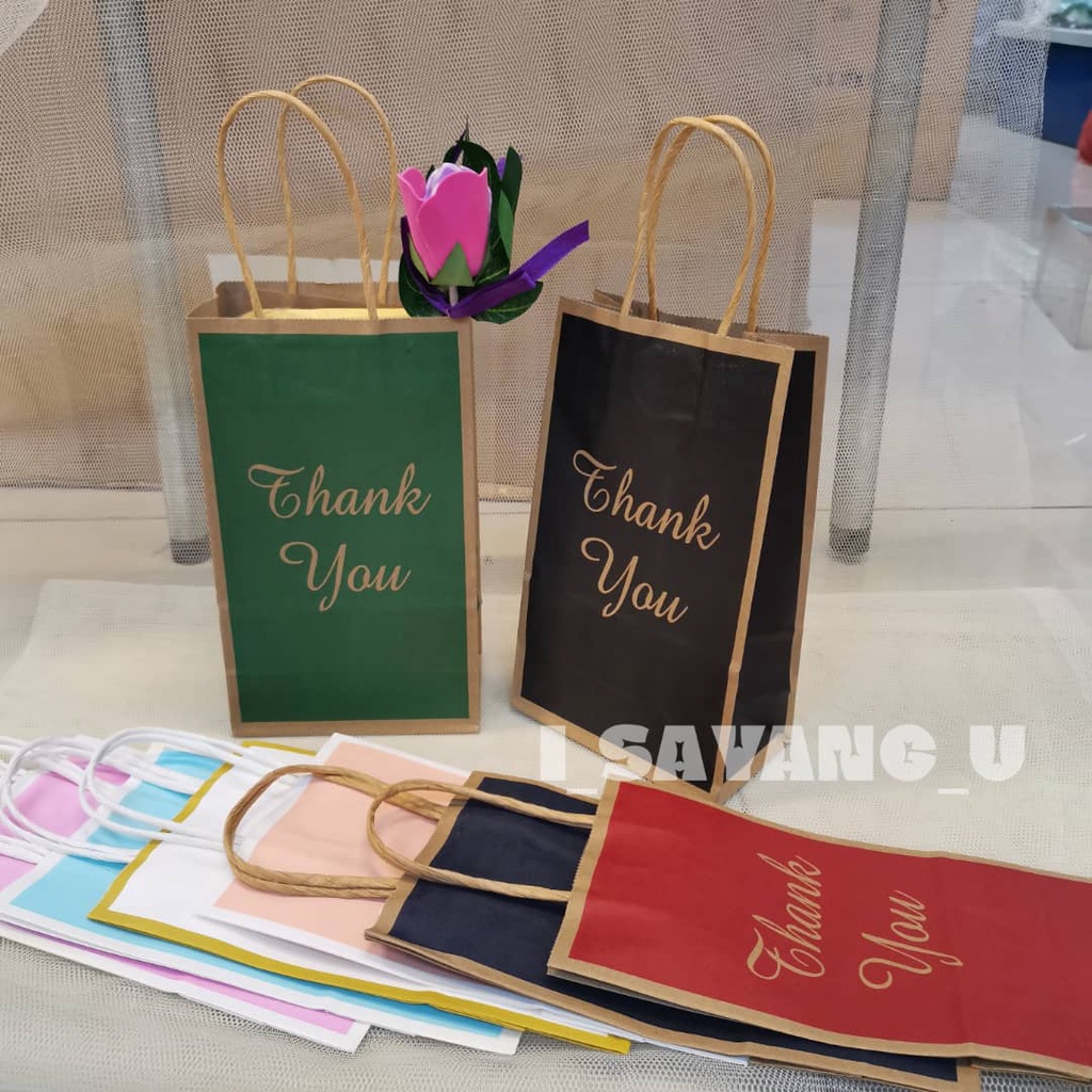 100pcs Craft Paper Bag Air Kotak Besar Goodies Bag 20.5cmx12cmx7cm Bag