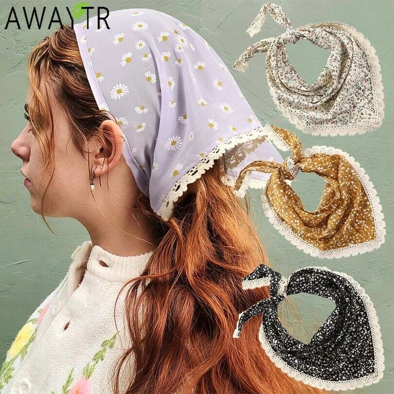 AWAYTR New Print Turban for Women Simple Hairband Lacework Bandana ...