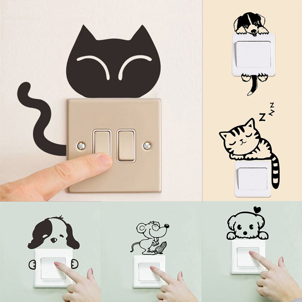 LiveCity Removable Art DIY Cartoon Cat Dog Wall Sticker Home Room Decor