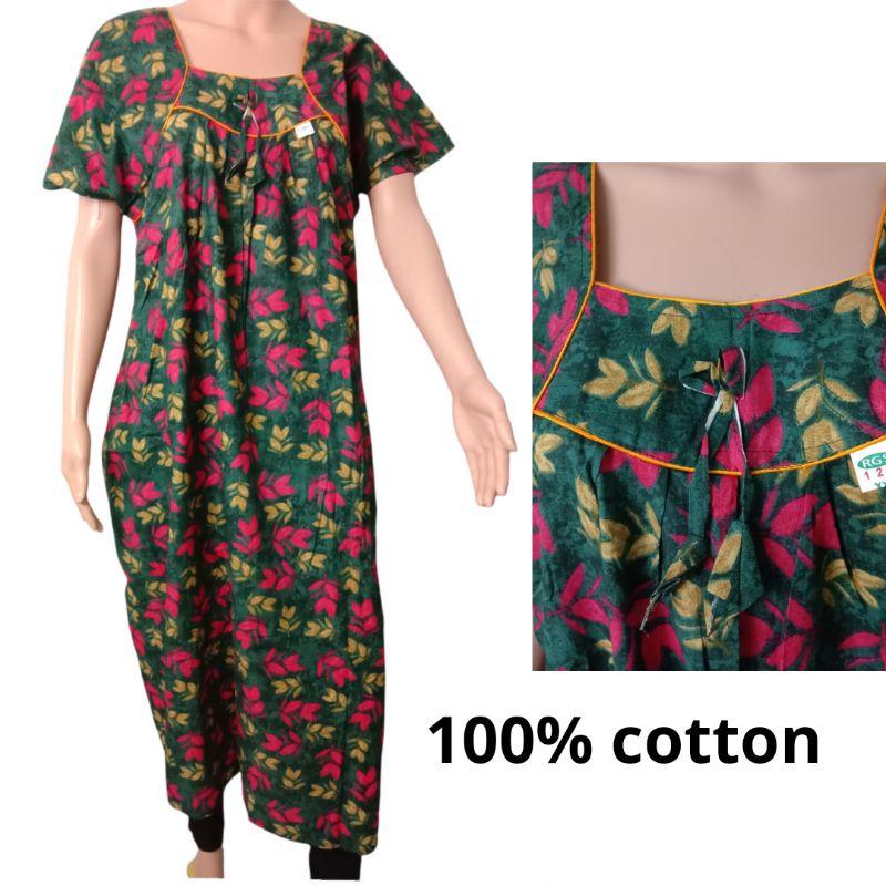 [SIZE 3XL] 100% Cotton Nighty India Gown / Long House coat / Nightwear ...