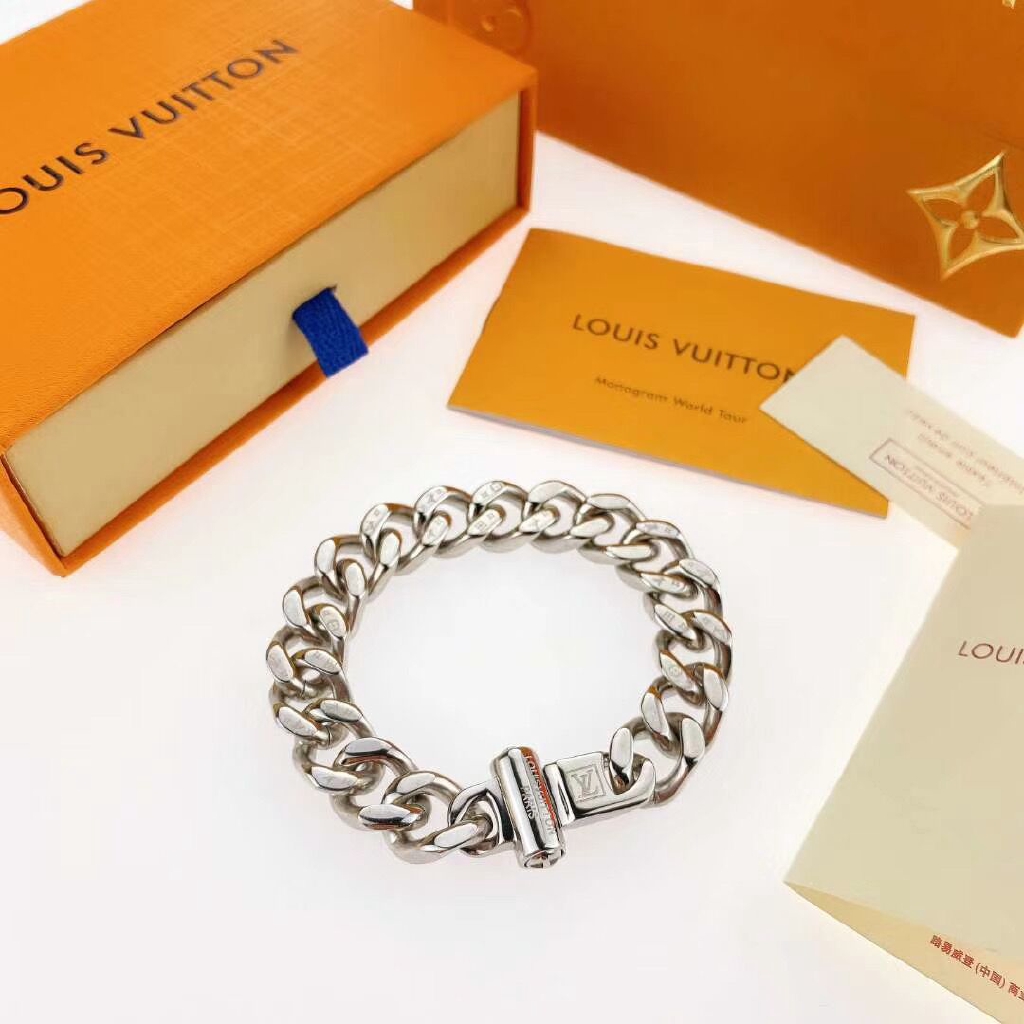 Louis Vuitton Monogram Chain Link Bracelet M68273 Silvery Metal