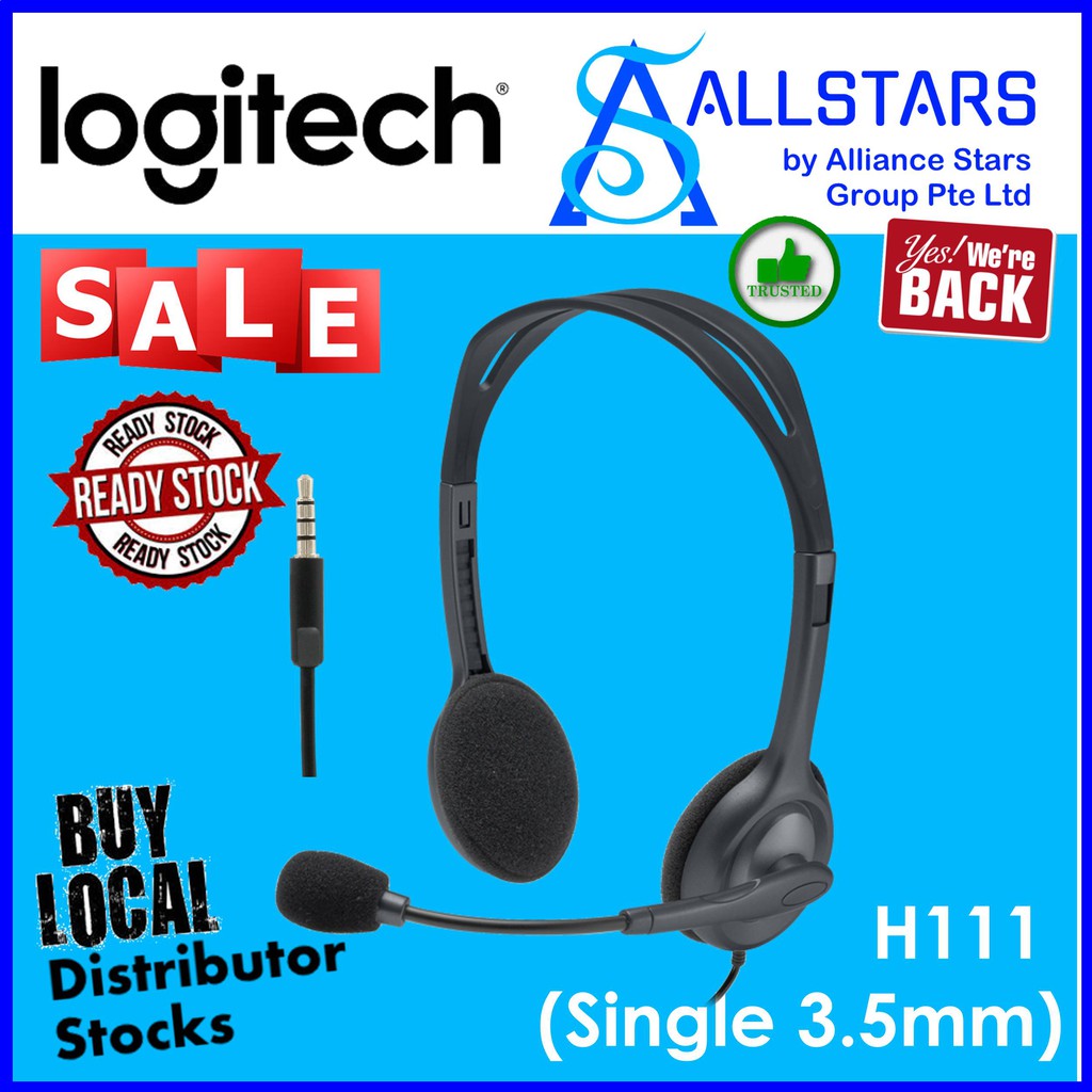 LOGITECH H111 Stereo Headset 981 000588 Single 3.5mm Audio Jack Local Distributor Warranty 1year with BanLeong Shopee Singapore