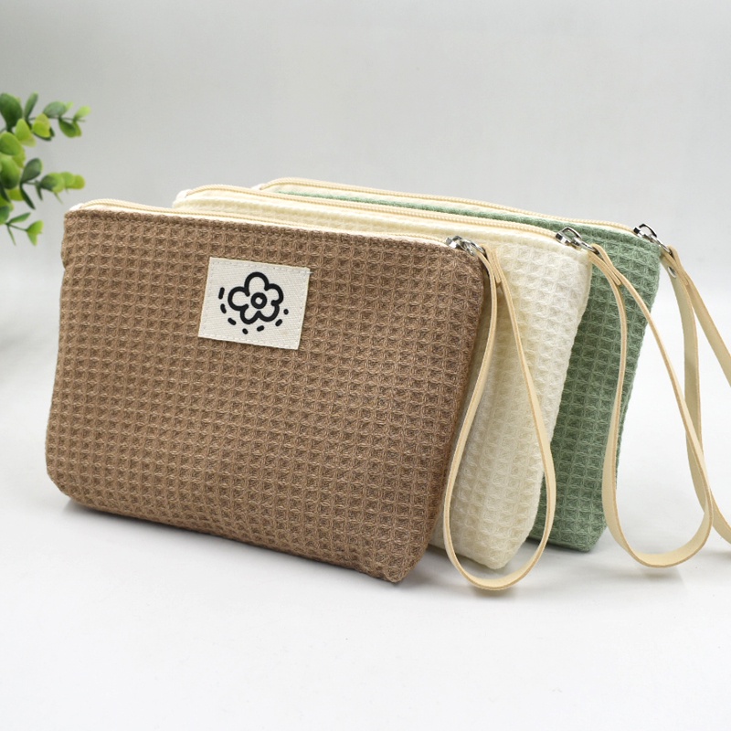Japanese Style Fabric Clutch Bag Girls Cute Zipper Small Waffle Hand Carry Cosmetic Coin Purse Shopee Singapore