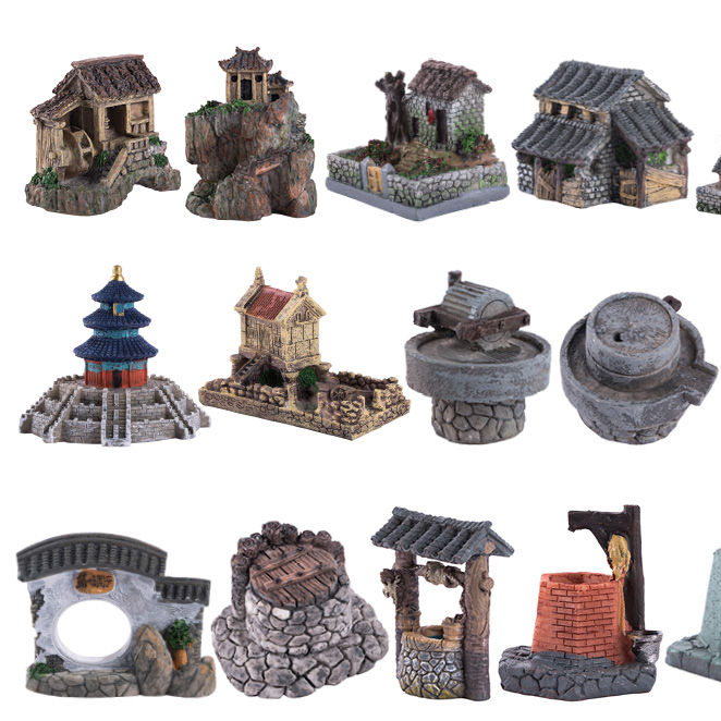 Resin Crafts House Miniatures Mini Figures Diy Fairy Garden Dollhouse Decoration Moss Terrarium Micro Landscape/Water-Absorbing Stone Rockery Absorbent Stone Bonsai Succulent Micro Landscape Pot Flowe