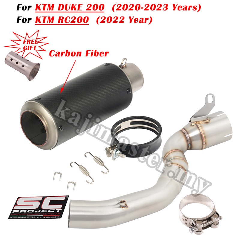 For KTM DUKE 200 RC200 2020 2021 2022 2023 Motorcycle Exhaust System Modified Carbon Fiber SC Project Muffler With Middle Link Pipe DB Killer Shopee Singapore