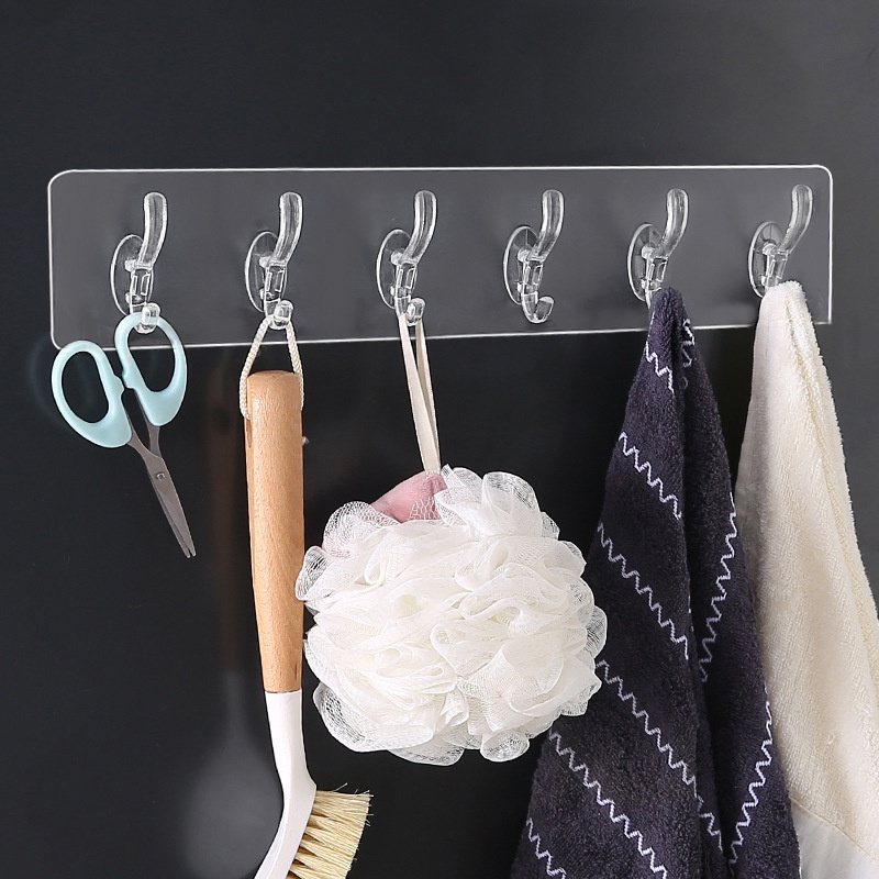 3/5/6Pcs Transparent Strong Sticky Hooks/ Home Heavy Duty Self Adhesive ...