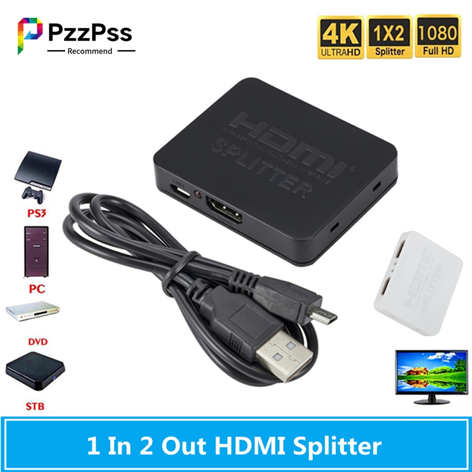PzzPss 4K HDMI Splitter 1 Input 2 Output HDMI Switch 1x2 HDMI Splitter ...
