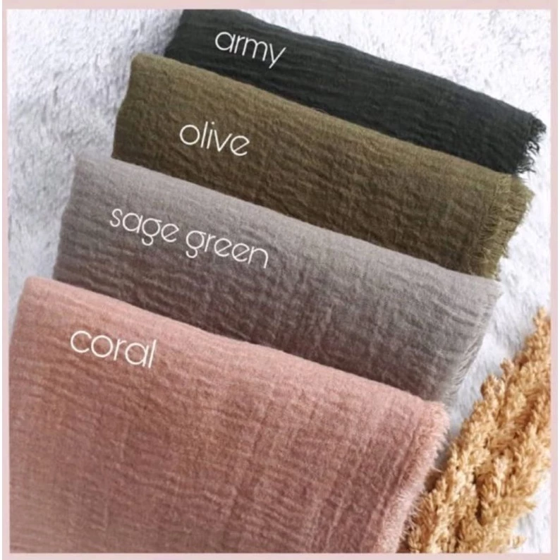 Hijab Pashmina Lecek / Pashmina Crinkle Premium / Pashmina Polos - Gambar 3