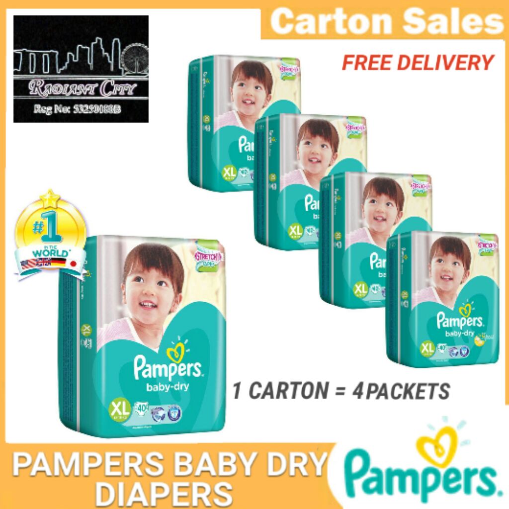 Pampers Baby Dry Diapers XL40s (12-16kg) x 4 Packs (FREE DELIVERY ...