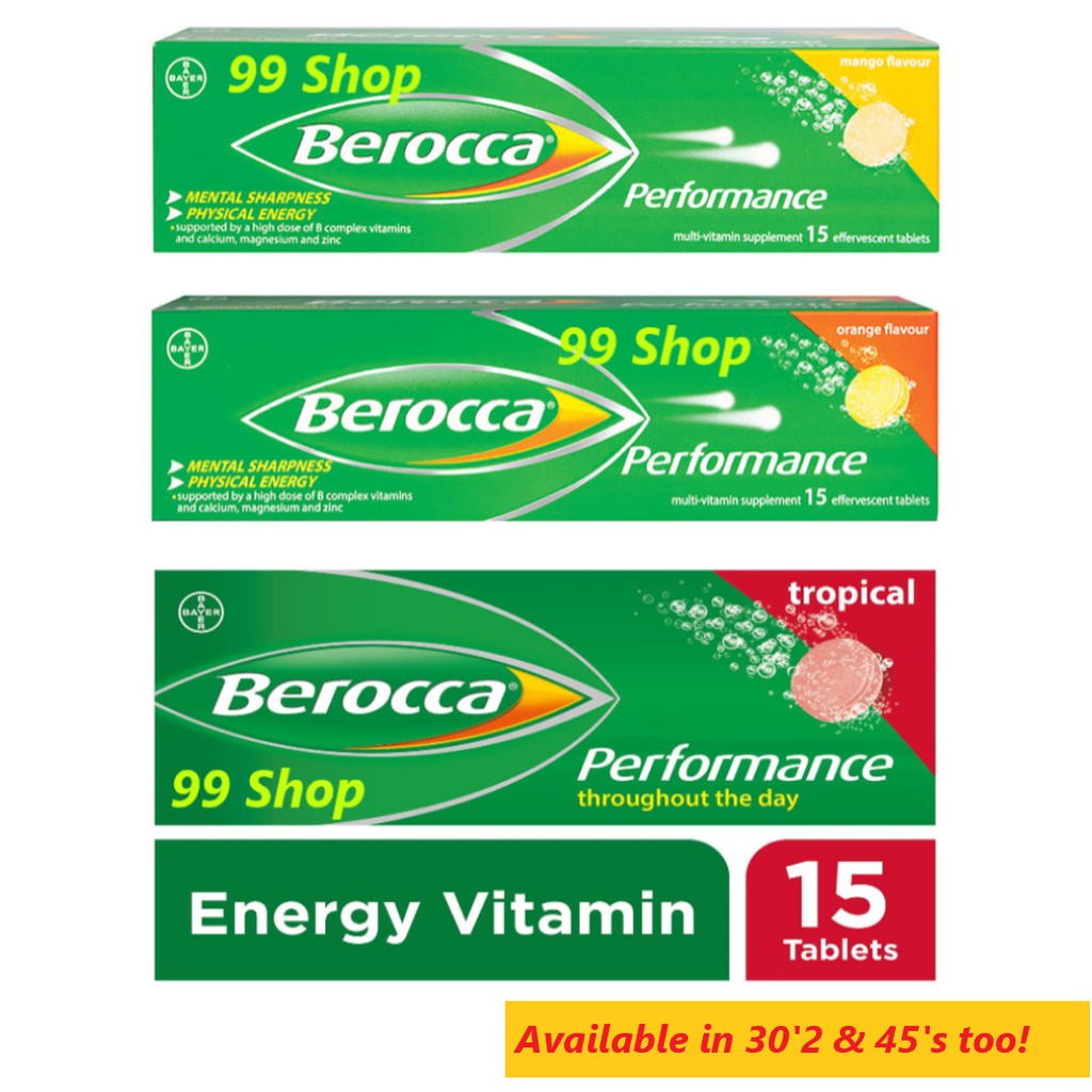 Berocca Energy Vitamin Supplement for Mental Sharpness and Physical Energy  Support, Orange Flavor, Effervescent Tablets, 10 Count (Pack of 4)