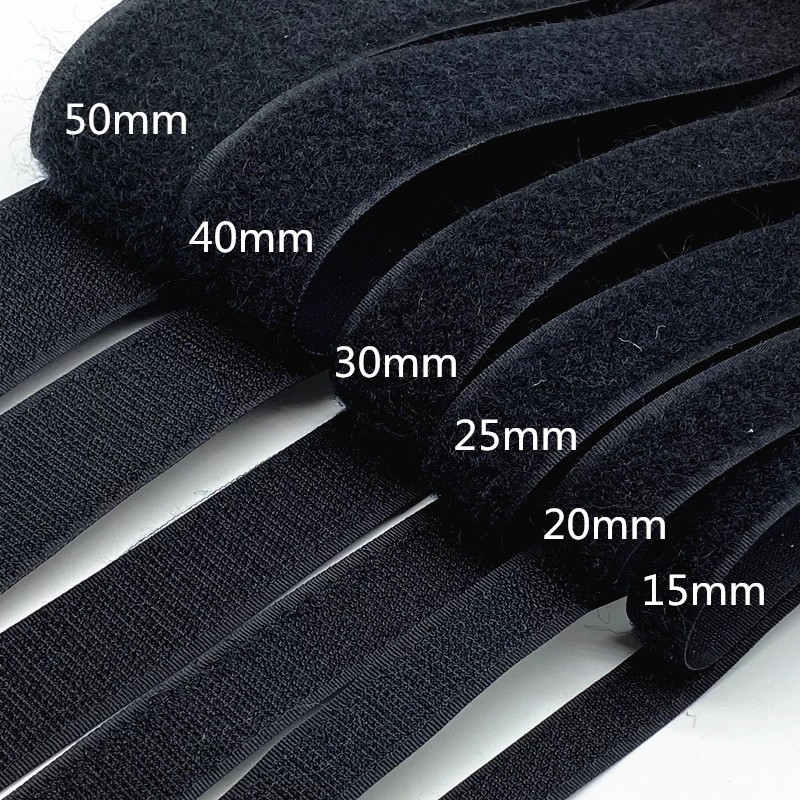 1 Pair 15mm-50mm Black White Fastener Tape Velcros Hook and Loop Tape ...