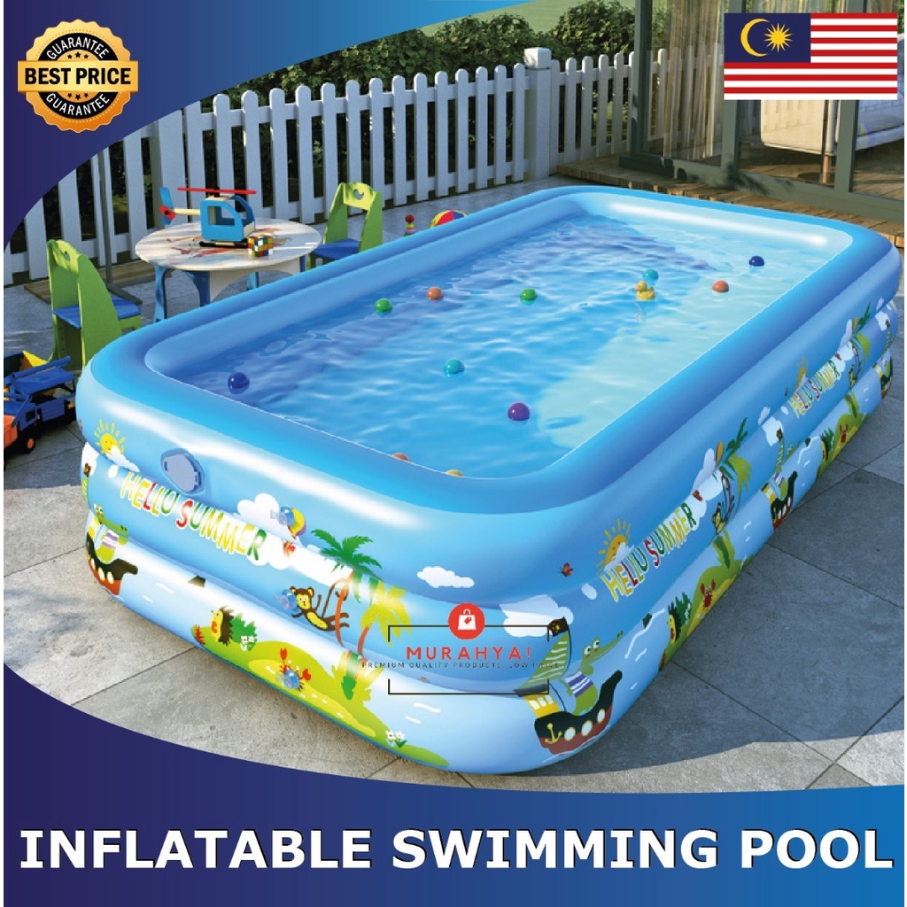 Inflatable Swimming pool printed kids portable family Three ring layer ...