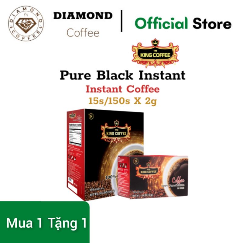 Date New Buy 1 Box Pure Black KING COFFEE Instant Black COFFEE Box Of
