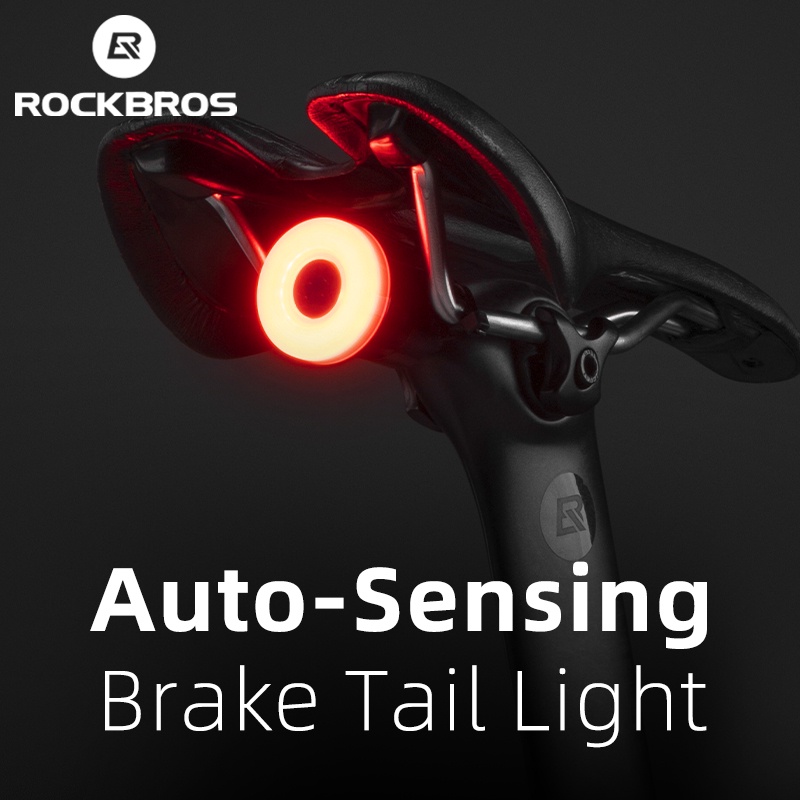 ROCKBROS Bike Tail Light - Anti-Lost Brake Sensing USB Rechargeable LED Safety Light For Night Riding