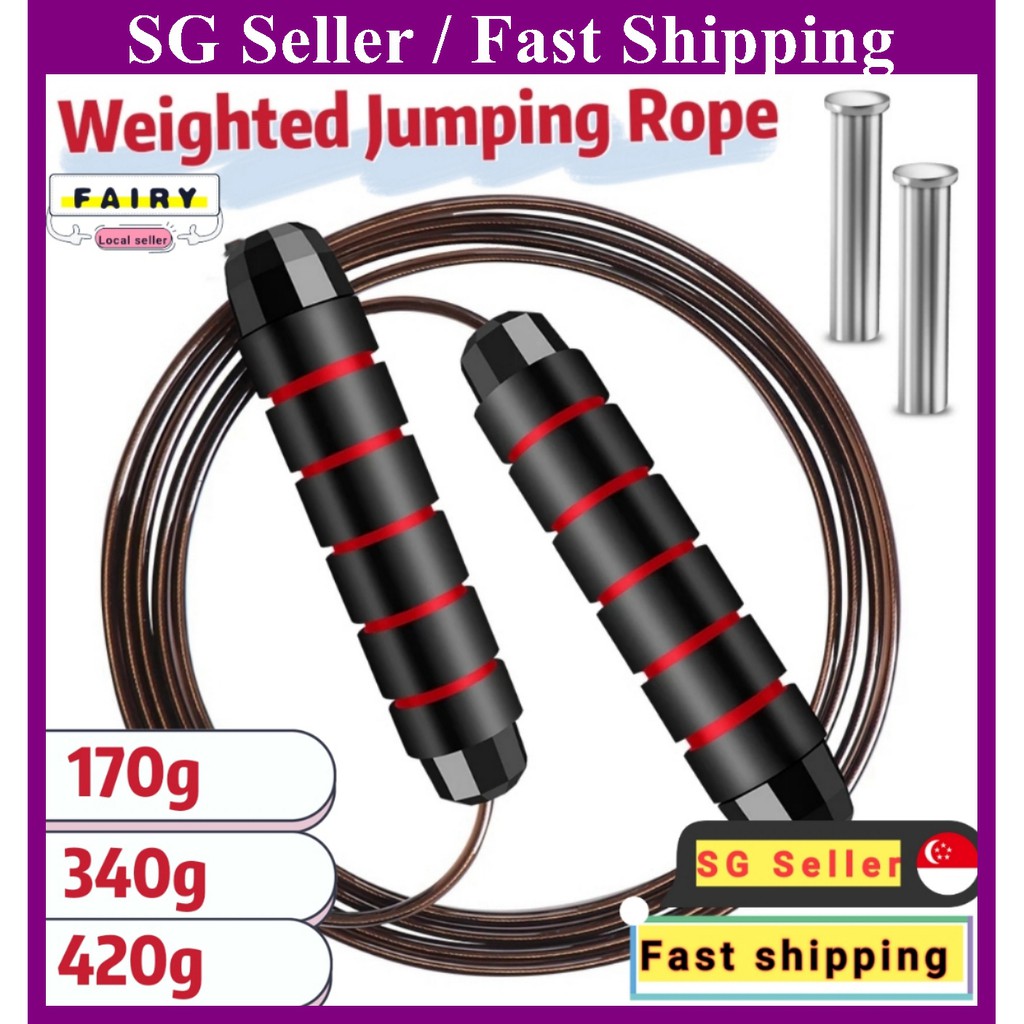 (SG Seller)Weighted Professional Crossfit Jump Rope Tangle-Free Jumping ...