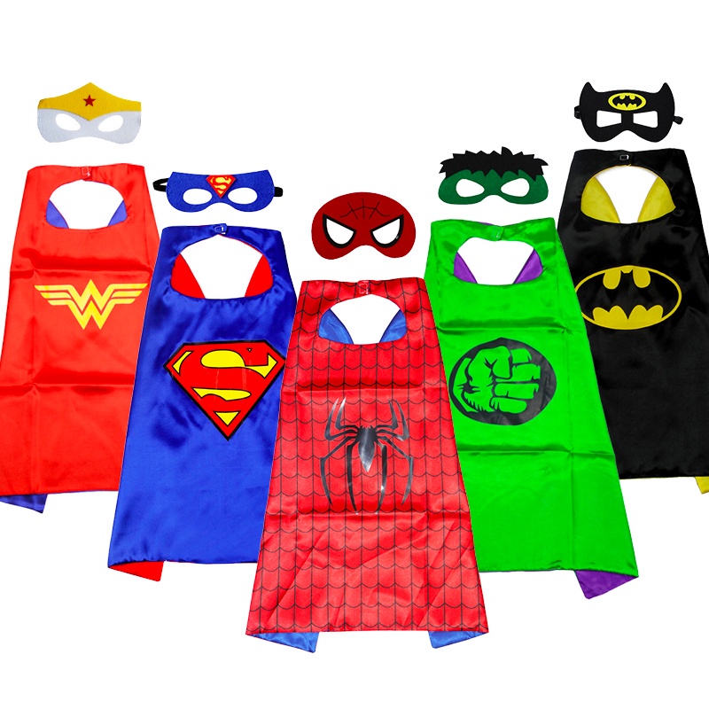 Kid Superhero Cloak & Mask Costume Set For Birthday Halloween Cosplay ...