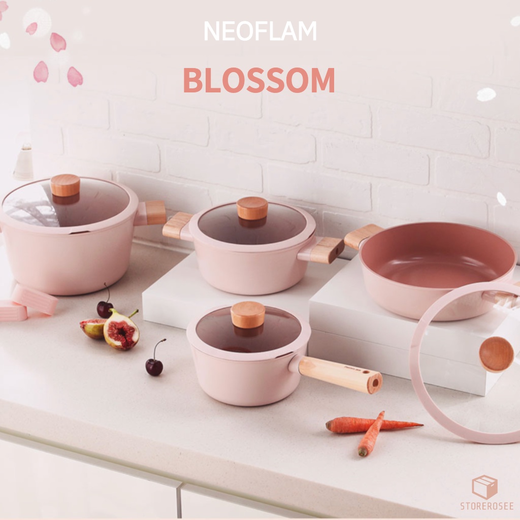 [NEOFLAM] Blossom cookware set Non-stick IH induction saucepan, stock pot,  sauce pot / pink cookware / ceramic coated / cookware Korea