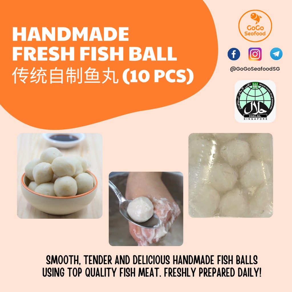 Handmade Fresh Fish Ball 传统自制鱼丸 (10 pcs) Halal | Shopee Singapore