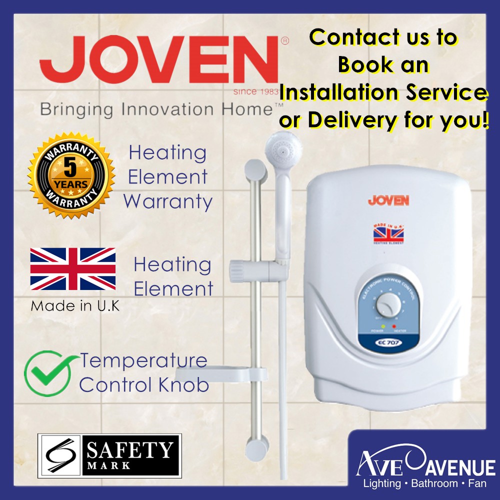 Joven EC707 Instant Water Heater with Shower Holder Set [Optional